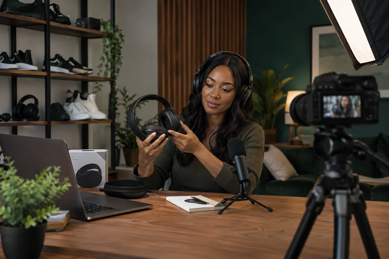 Creator filming a hands-on product demonstration